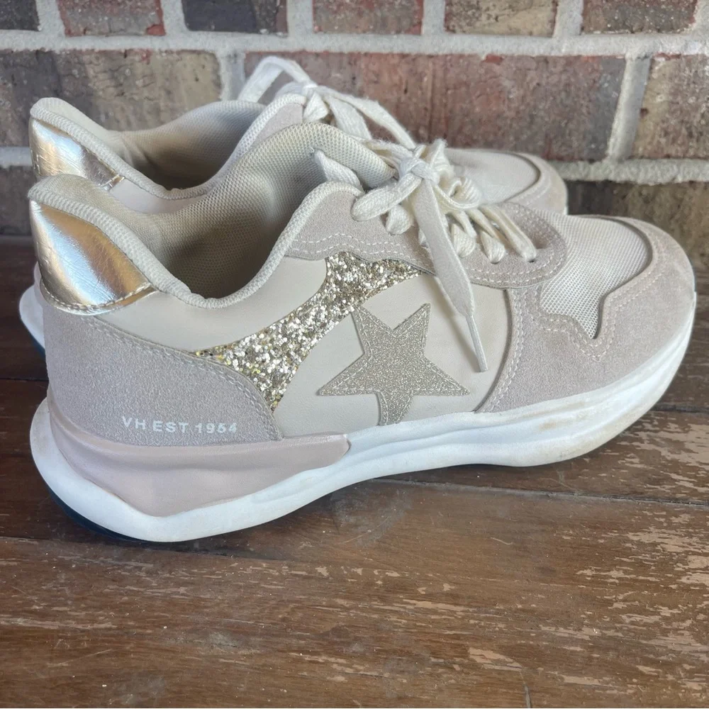 Vintage Havana Women’s Run‎ Fashion Sneakers Nude Glitter Size 8.5 sb3